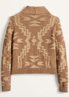Brown sweater with geometric pattern on a white background