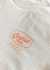 White sweatshirt with orange 'Central Time' logo on a white background