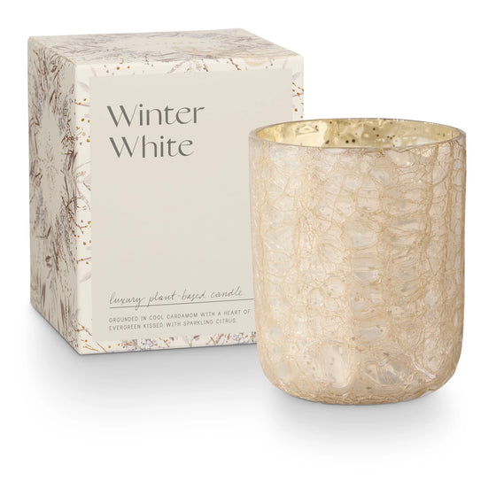 Winter White Radiant Glass Candle