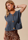 Big Metal Button Front Sweater Vest