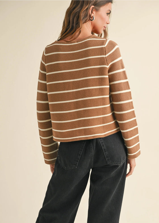 Striped Tied Front Cardigan