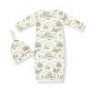 Luxe Stretch Newborn Gown & Hat Set- Country Toile 0-3M