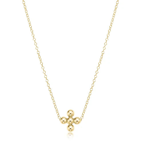 Enewton 16" Necklace Gold- Classic Beaded Cross Gold- 3mm Bead Gold