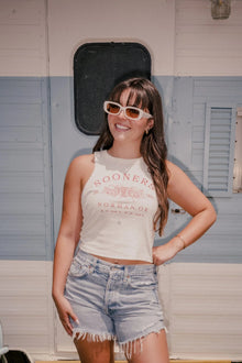  OU Sooners Stadium Coordinates Off White Cropped Tank