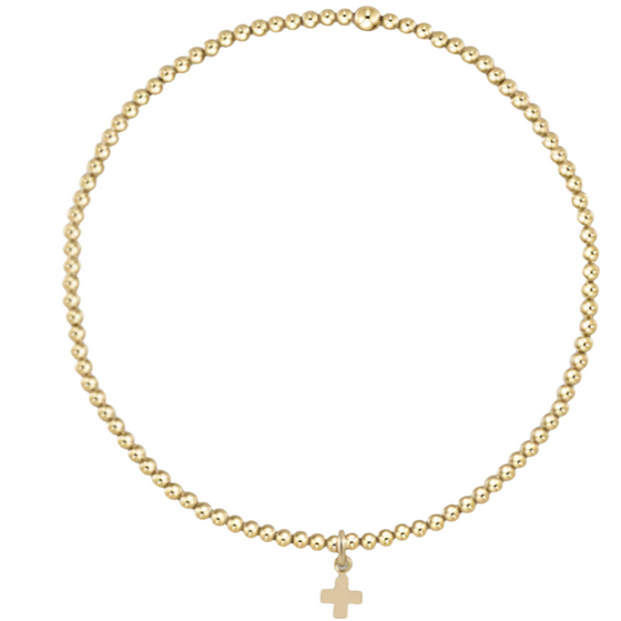 egirl Classic Gold 2mm Bead Bracelet- Signature Cross Small Gold Charm