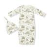 Luxe Stretch Newborn Gown & Hat Set- Country Toile 0-3M