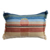 Woven Fabric Indoor/Outdoor Lumbar Pillow with Sunset Design, Embroidery & Eyelash Fringe