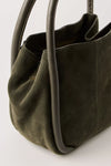 Barlow Suede Bucket Bag- Dark Olive