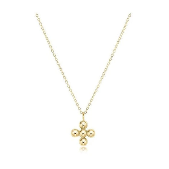 enewton 16" Necklace Gold Classic Beaded Signature Cross Small Gold Charm