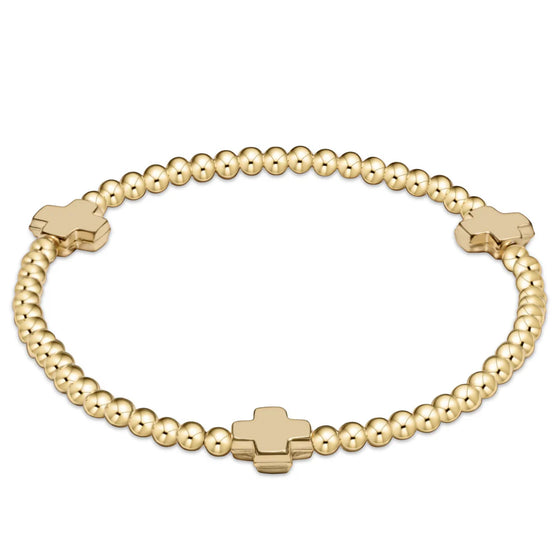 enewton Signature Cross Gold 3mm Bead Bracelet