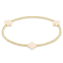  enewton Signature Cross Gold Pattern 2mm Bead Bracelet Off White