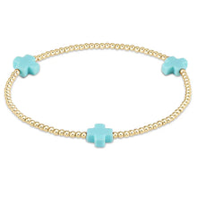  enewton Signature Cross Gold Pattern 2mm Bead Bracelet Turquoise