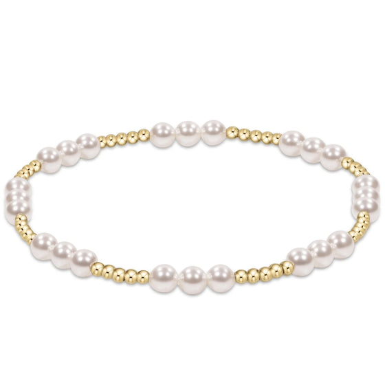 Classic Joy Pattern Sterling 4mm Bead Bracelet- Pearl