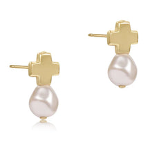  Enewton Signature Cross Gold Stud- Pearl