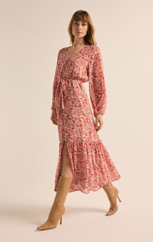  Della Floral Print Dress Crimson